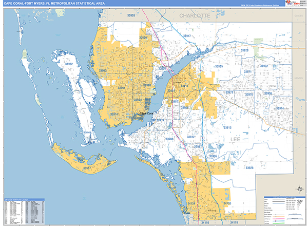 Cape Coral-Fort Myers Metro Area Wall Map